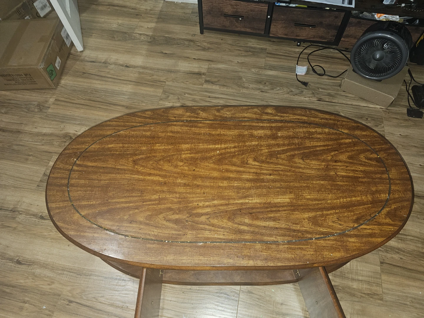 Oval Wooden Coffee Table with Storage