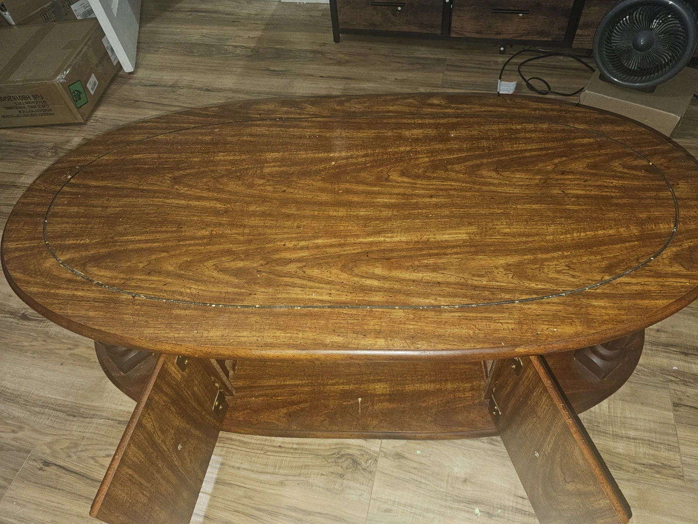 Oval Wooden Coffee Table with Storage - photo 2