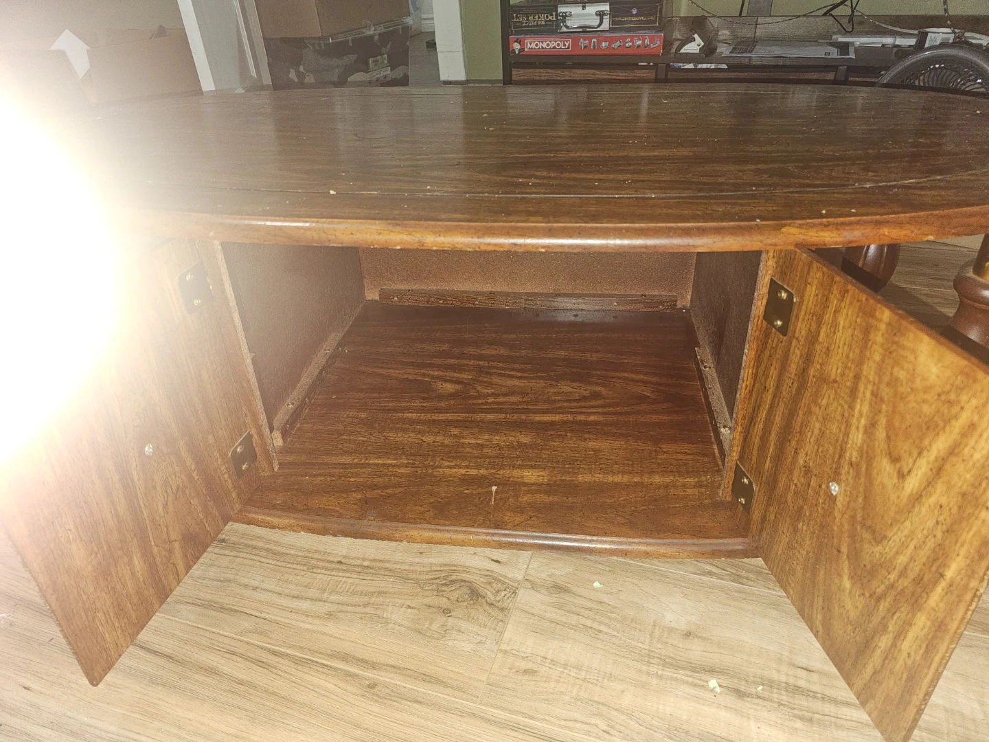 Oval Wooden Coffee Table with Storage - photo 3