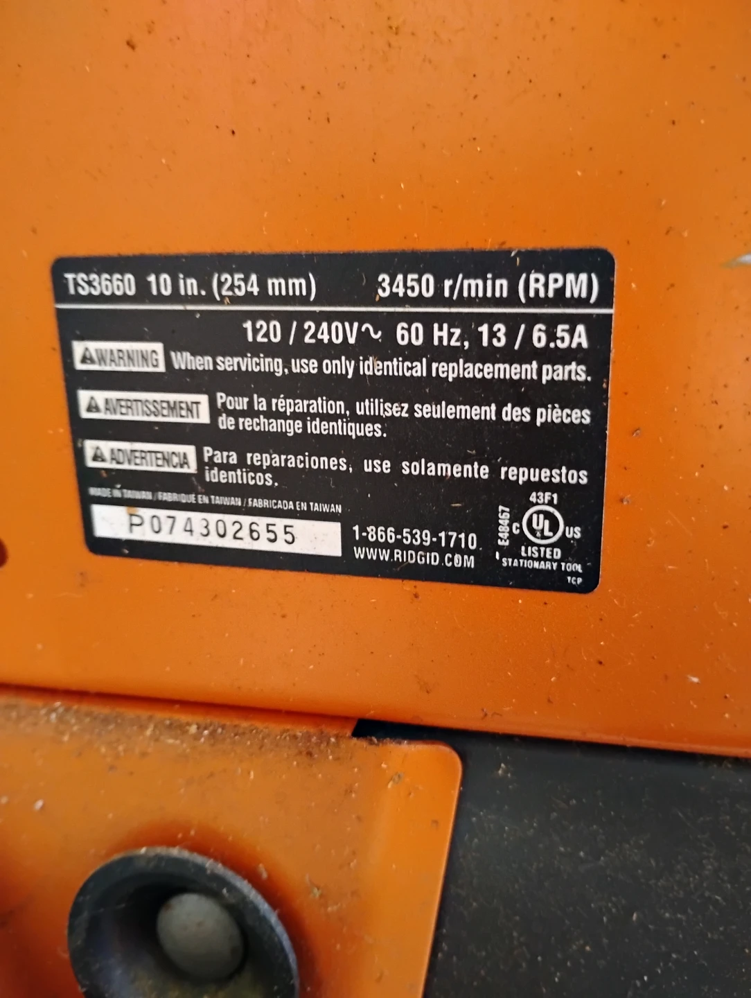 Ridgid 10-inch Table Saw Model TS3660 - photo 2