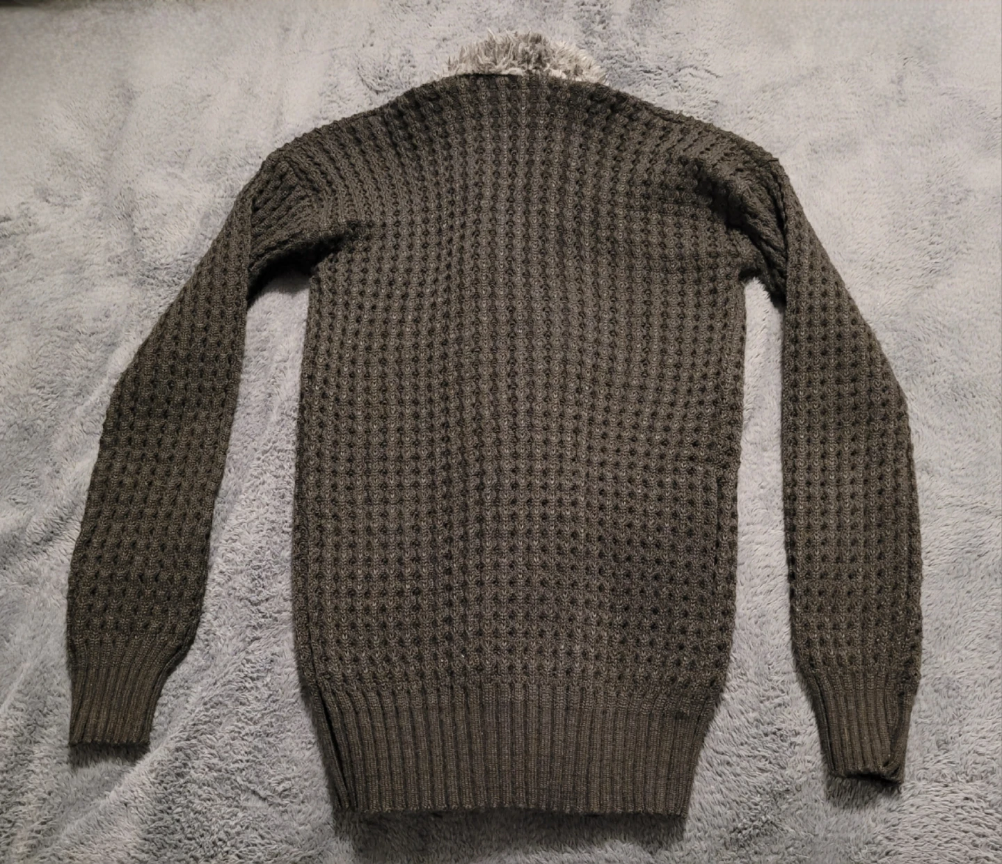 Black knit cardigan with faux fur trim - photo 5
