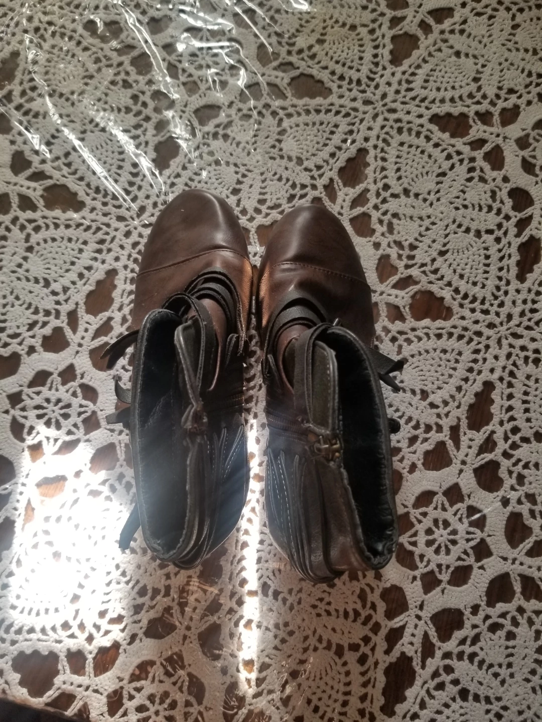 Women's Brown Ankle Boots with Buckles Size 39 - photo 3