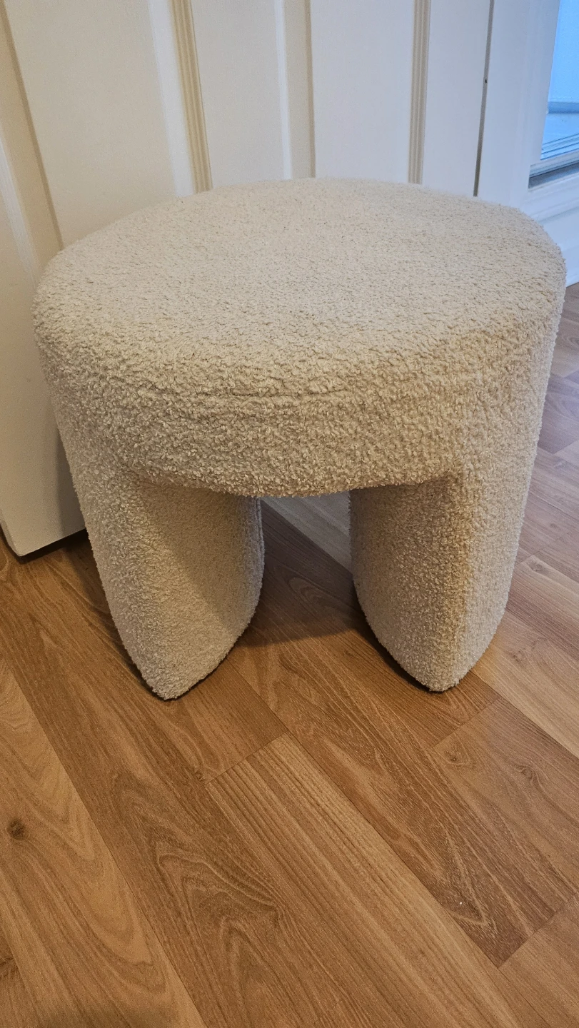 Cream Bouclé Upholstered Stool - photo 2