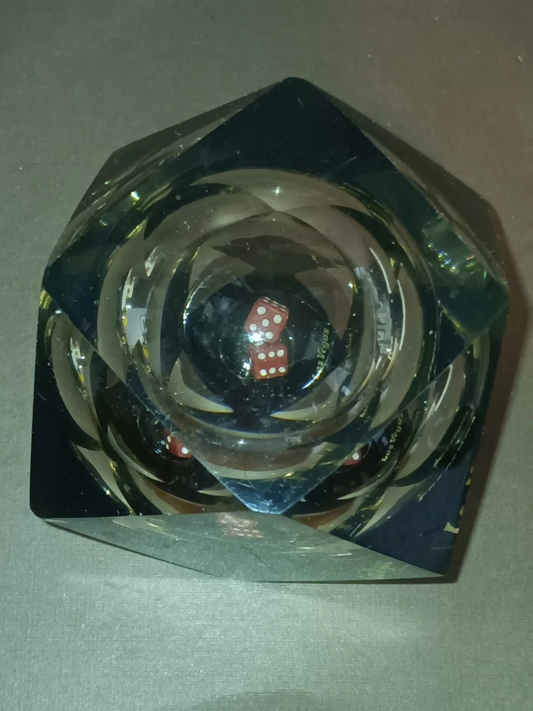 Las Vegas crystal dice paperweight