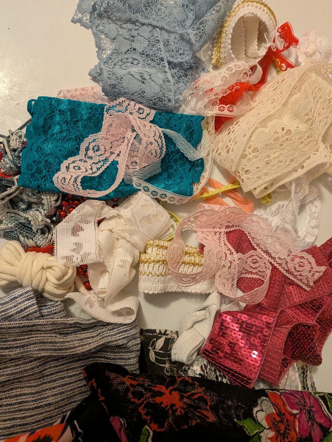 Assorted Sewing Lace and Ribbon Trims Bundle