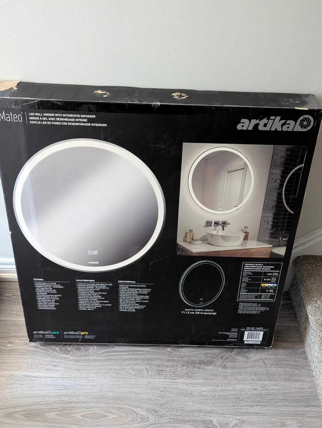 Artika Mateo LED Wall Mirror with Defogger