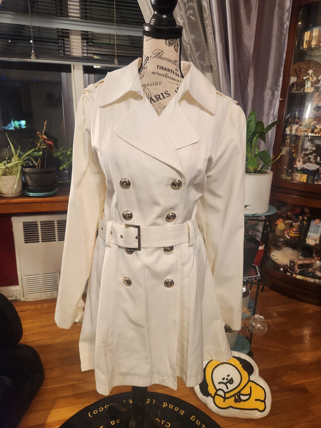 Black Rivet NWT Off-White Double Breasted Belted Trench Coat