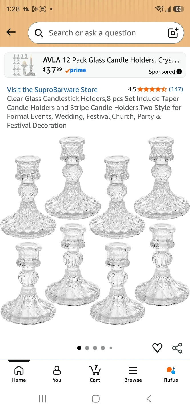 6 Pc Clear Glass Candlestick Holders - photo 3