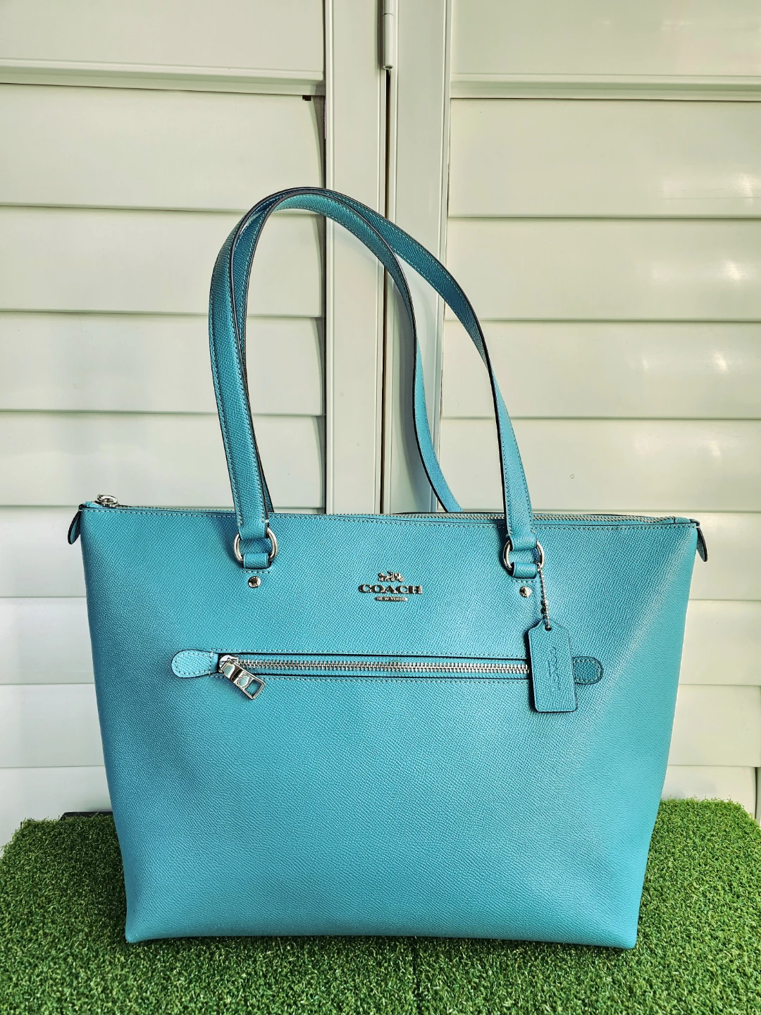 Coach Teal Leather Gallery Tote Bag Style 79608