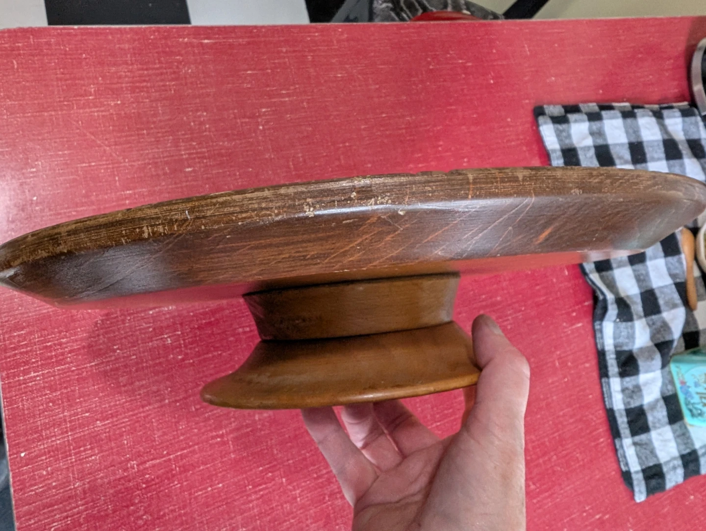Vintage Hand Painted Wooden Rotating Cake Stand - photo 2