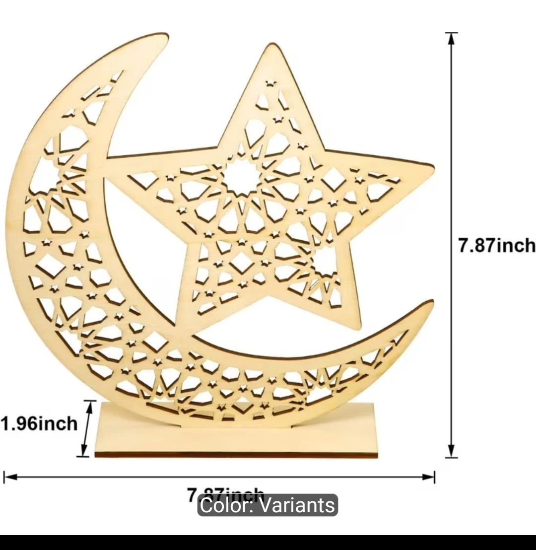 2 Wooden Moon and Star Table Decor - photo 3