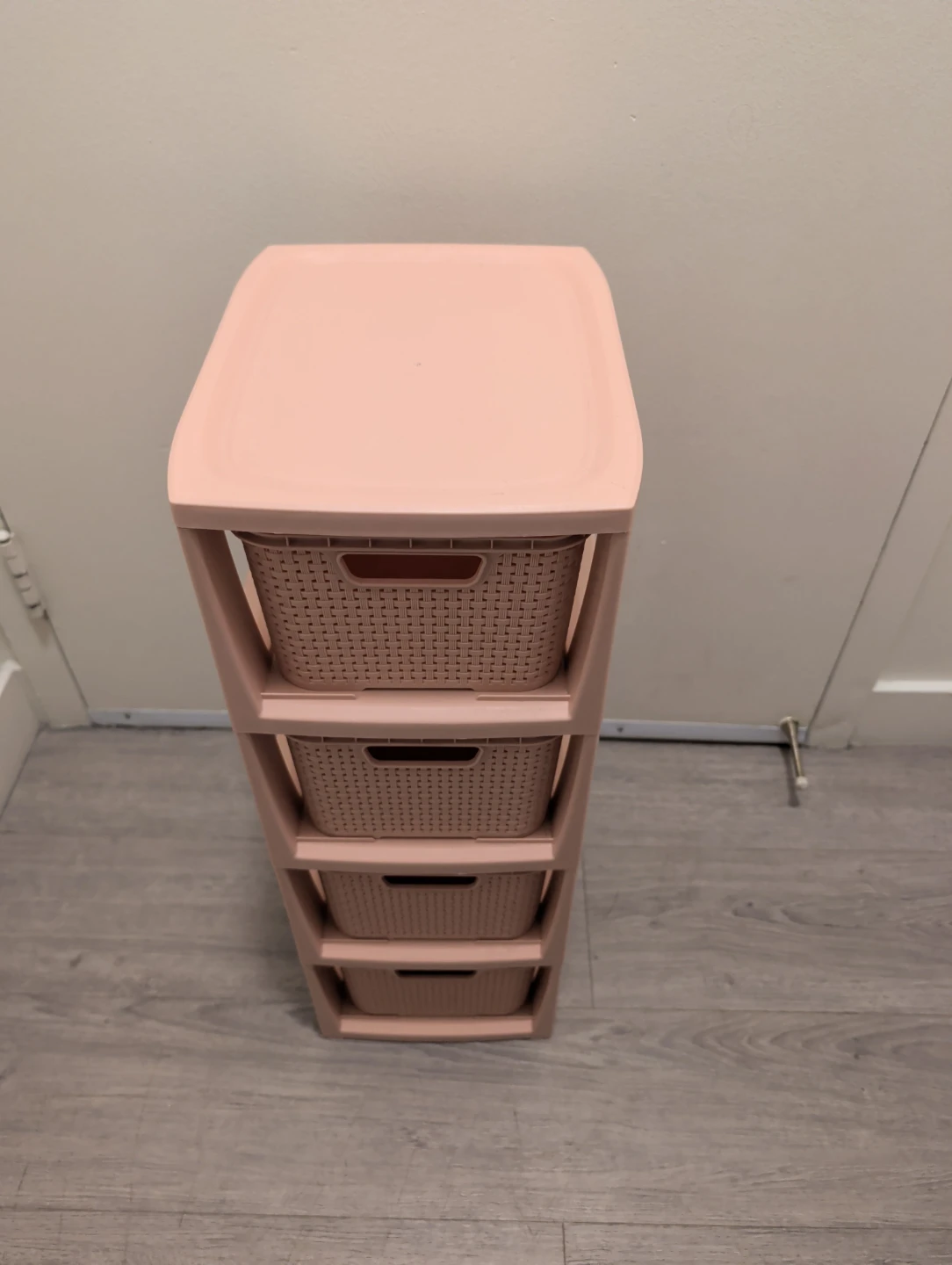Pink 4-Drawer Plastic Storage Tower