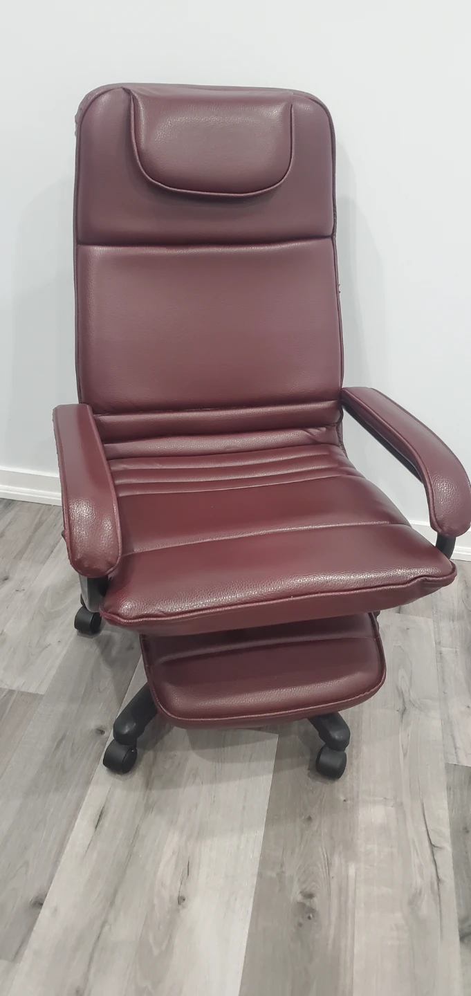 Burgundy Executive Reclining Office Chair with Footrest