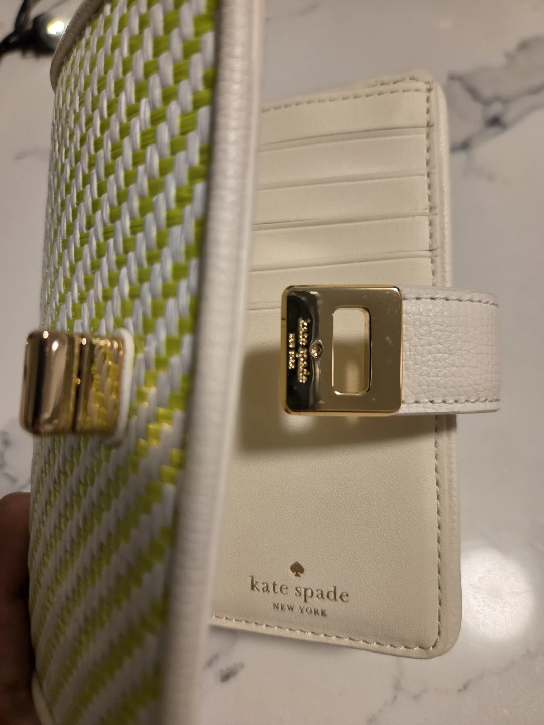 Kate Spade Woven Lime Green and White Wallet - photo 3