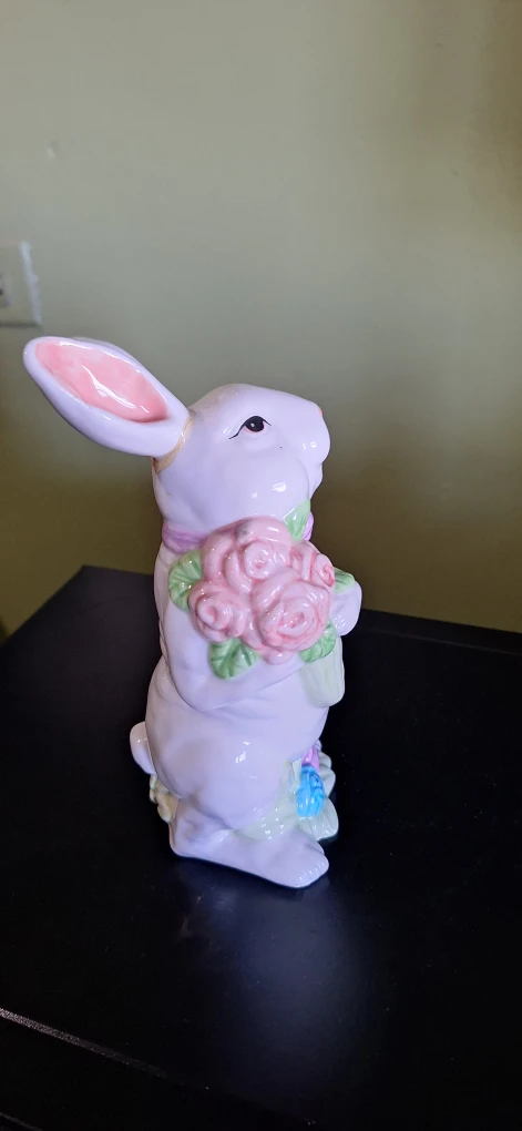 Ceramic Bunny Figurine with Roses - photo 3