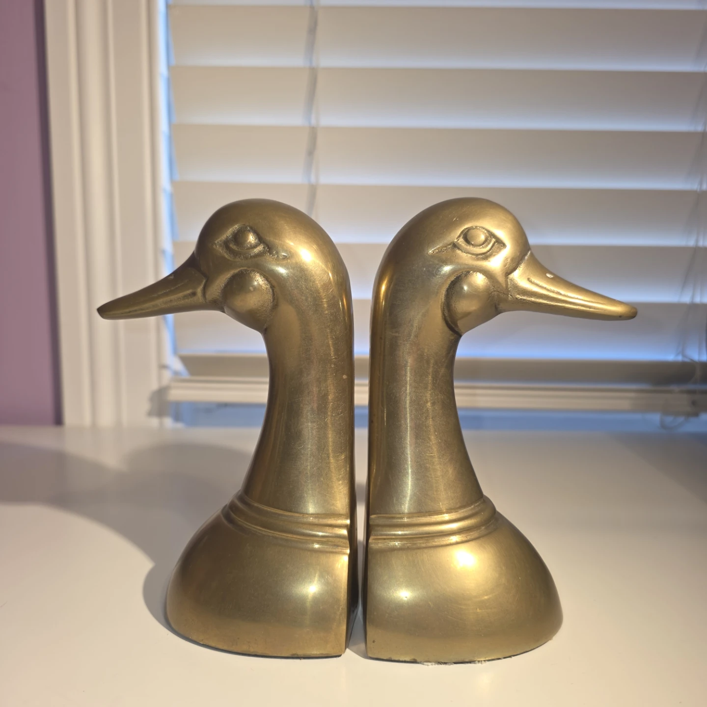 Vintage Brass Duck Bookends 6.5 in tall