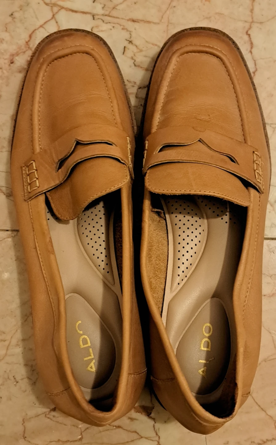 ALDO Tan Leather Loafers