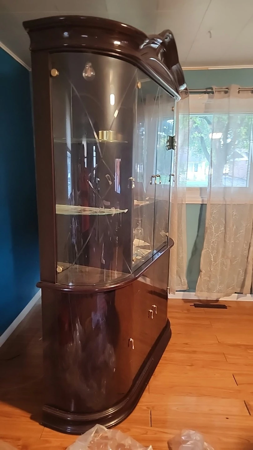 Dark Wood Curio Cabinet Display Case - photo 5