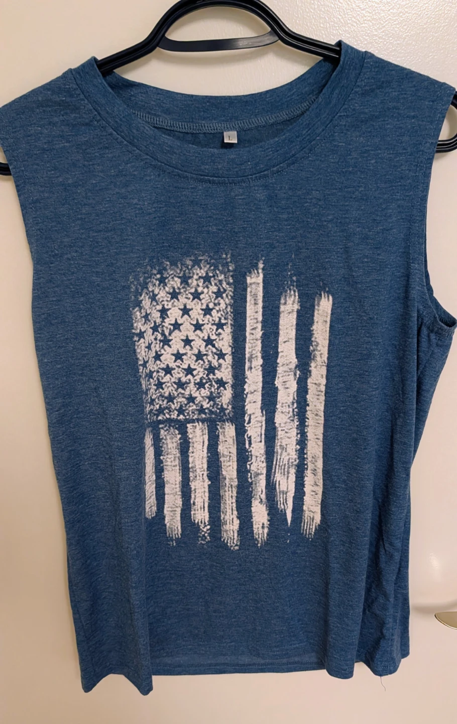 Blue Sleeveless Shirt with US Flag Graphic - Men''s Large - photo 2