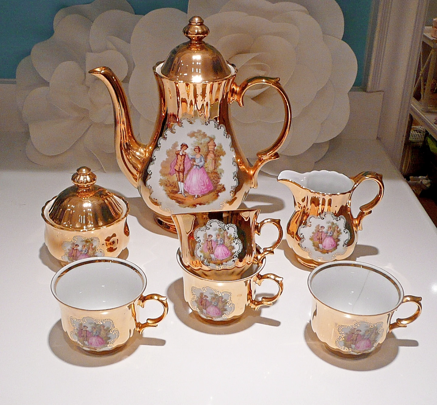 Vintage Bavaria Gold Gilt Tea Set