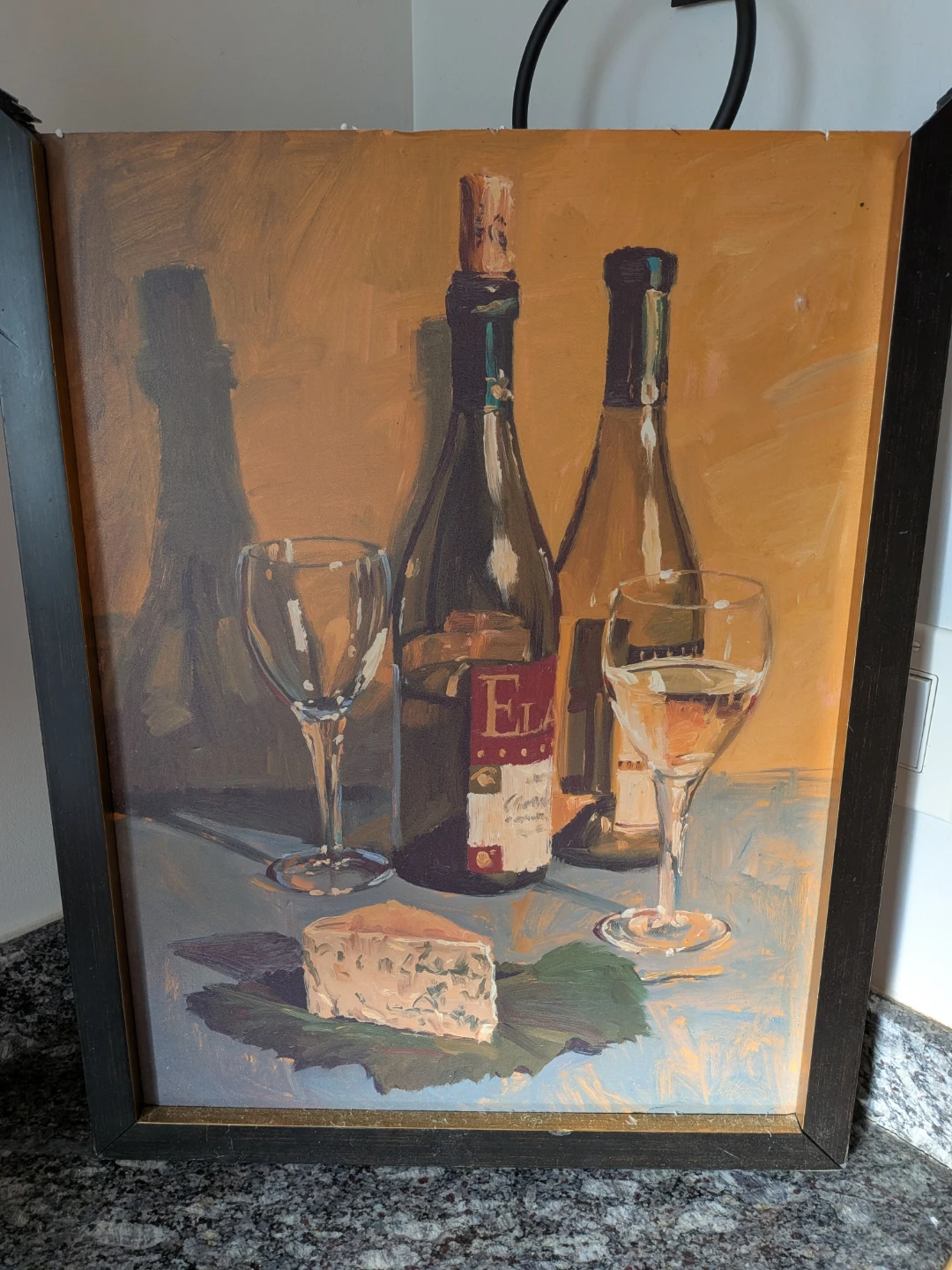 Still Life Wine and Cheese Oil Painting