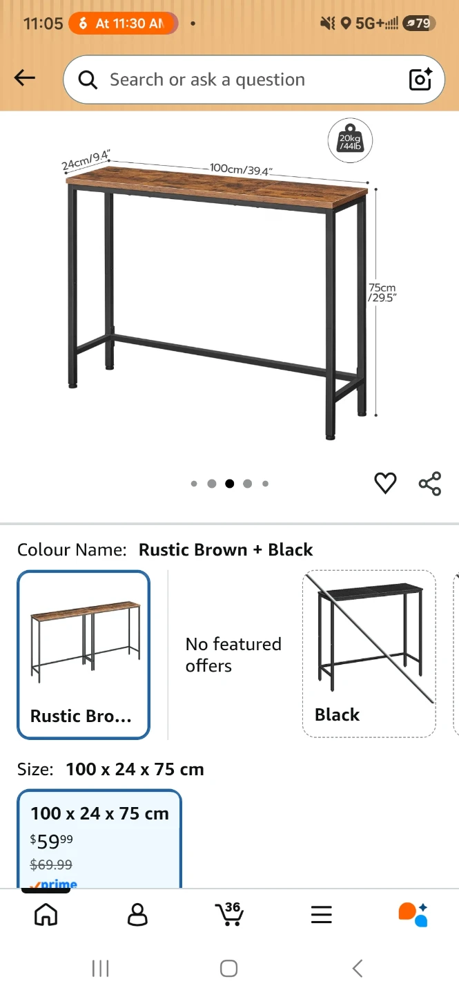 Rustic Brown and Black Console Table - photo 2