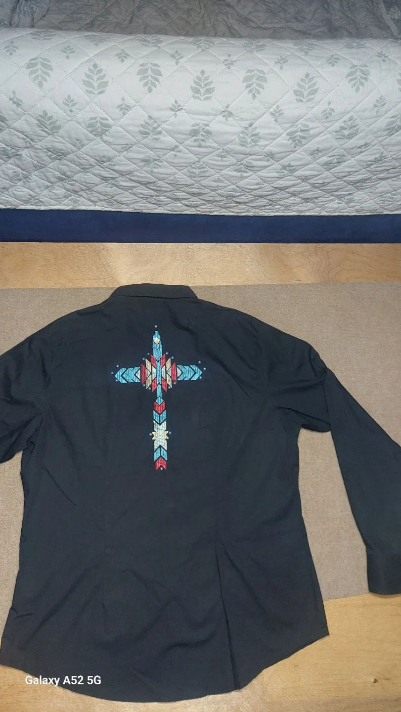 Wrangler Black Western Shirt with Embroidered Cross - photo 2