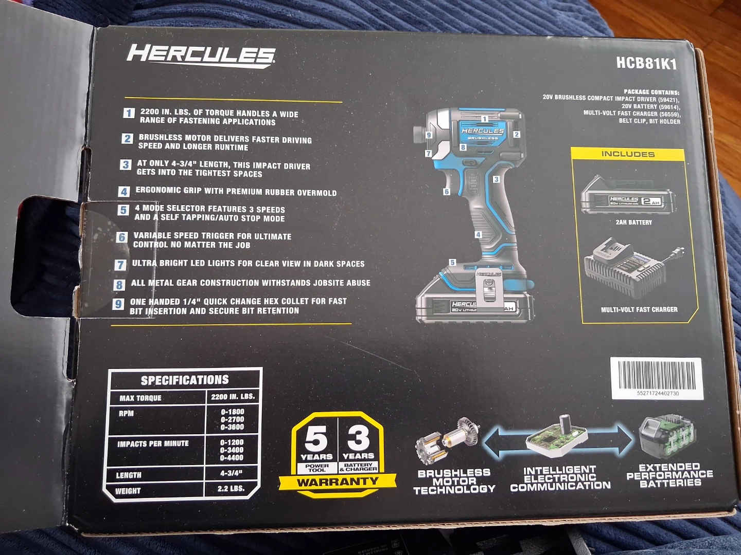 Hercules 20V Brushless Compact Impact Driver Kit - photo 4