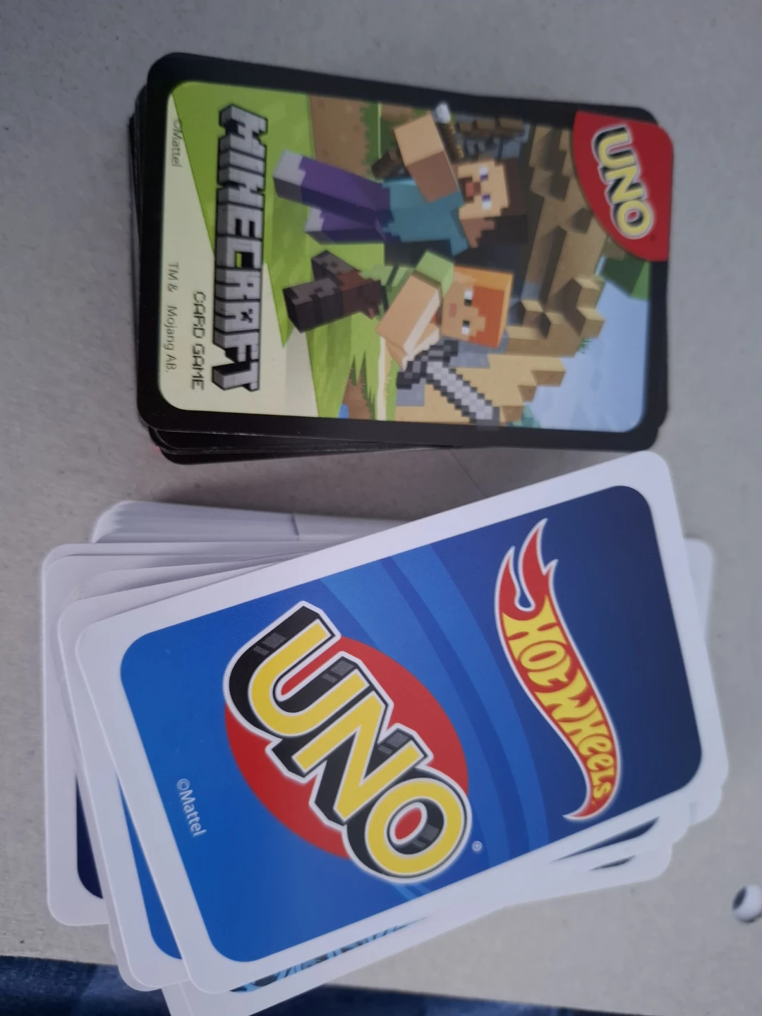 Mattel UNO Minecraft and Hot Wheels Card Sets