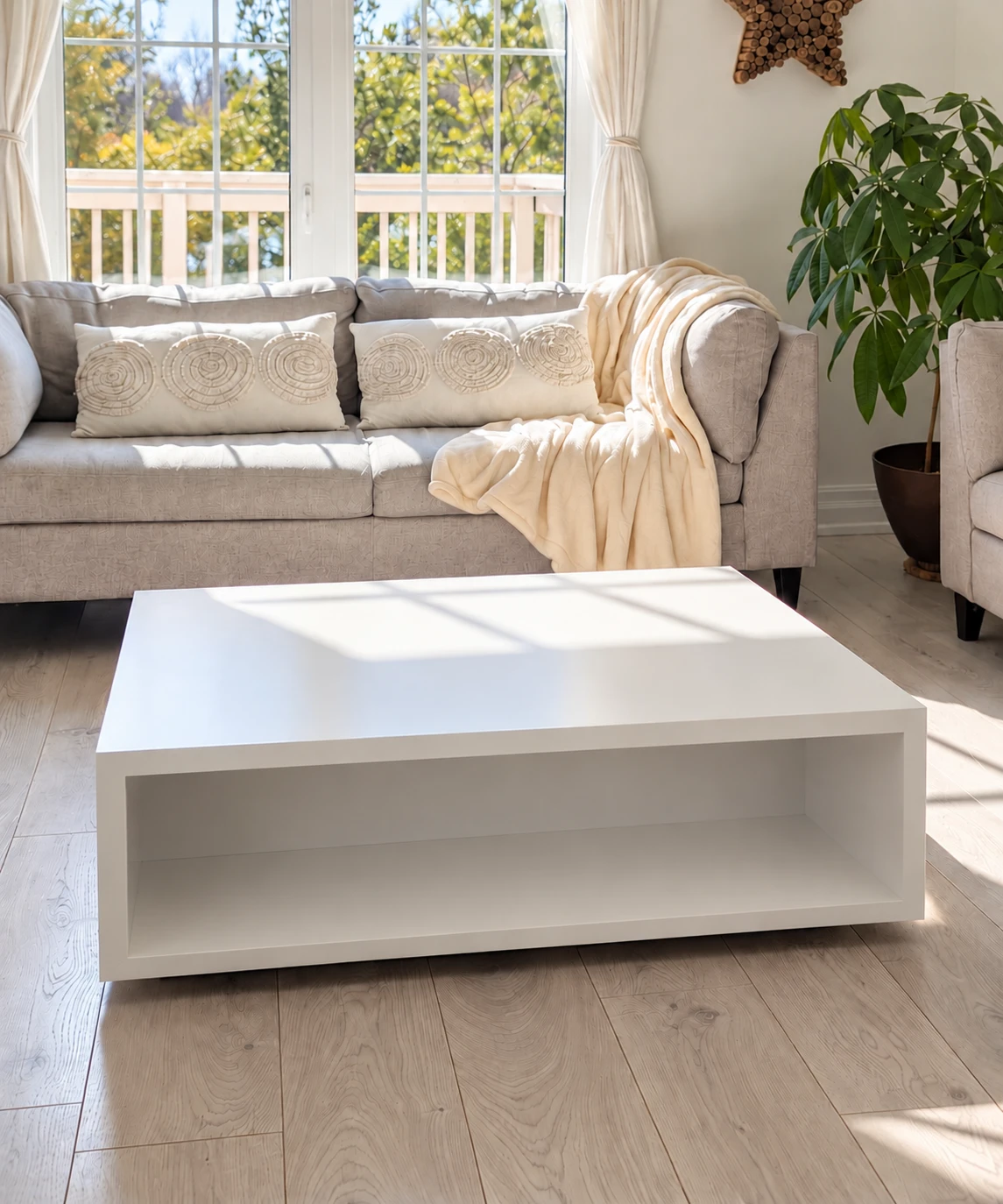 EQ3 White Coffee Table with Drawer - photo 3