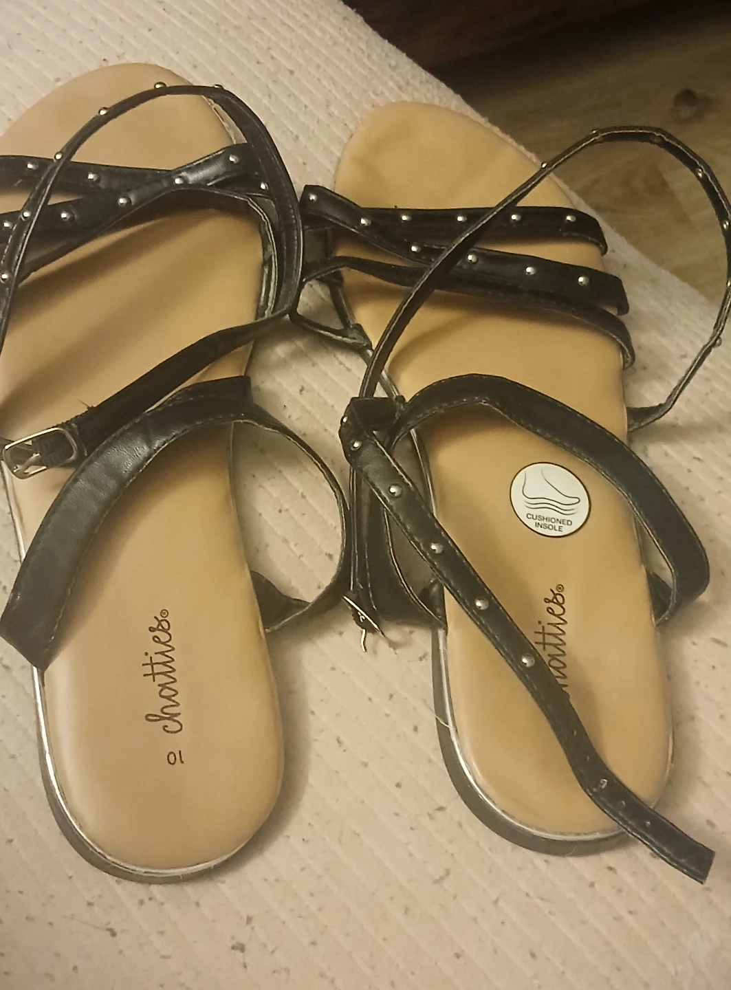 Chatties black studded sandals size 10 - photo 2