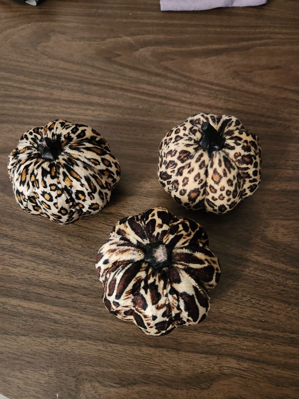 Set of 3 Leopard Print Decorative Pumpkins