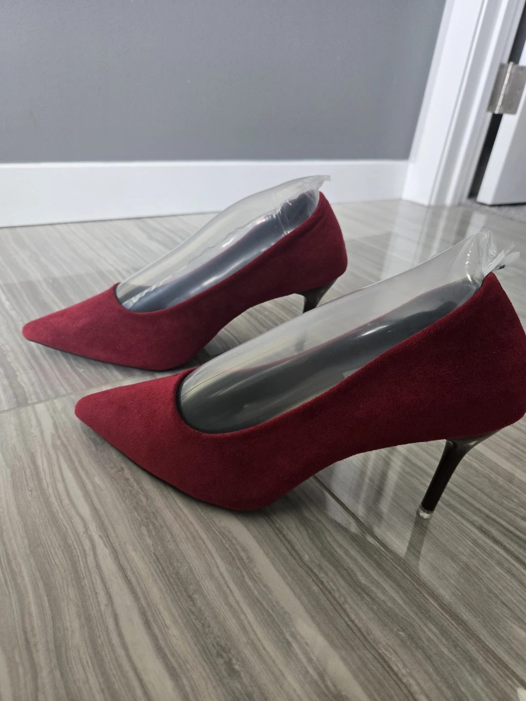 Red Suede Pointed-Toe Stiletto Heels - photo 2