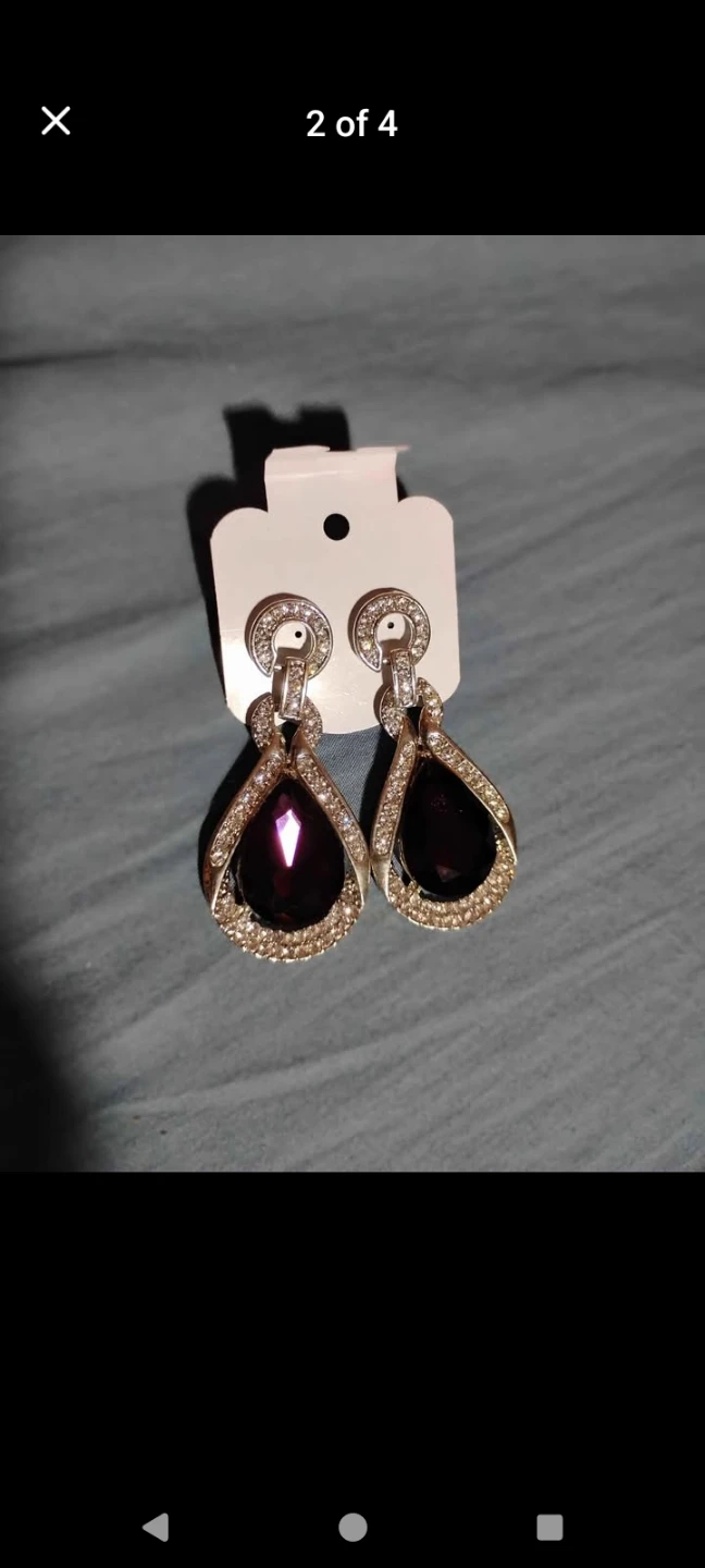 Purple Crystal Drop Earrings - photo 2
