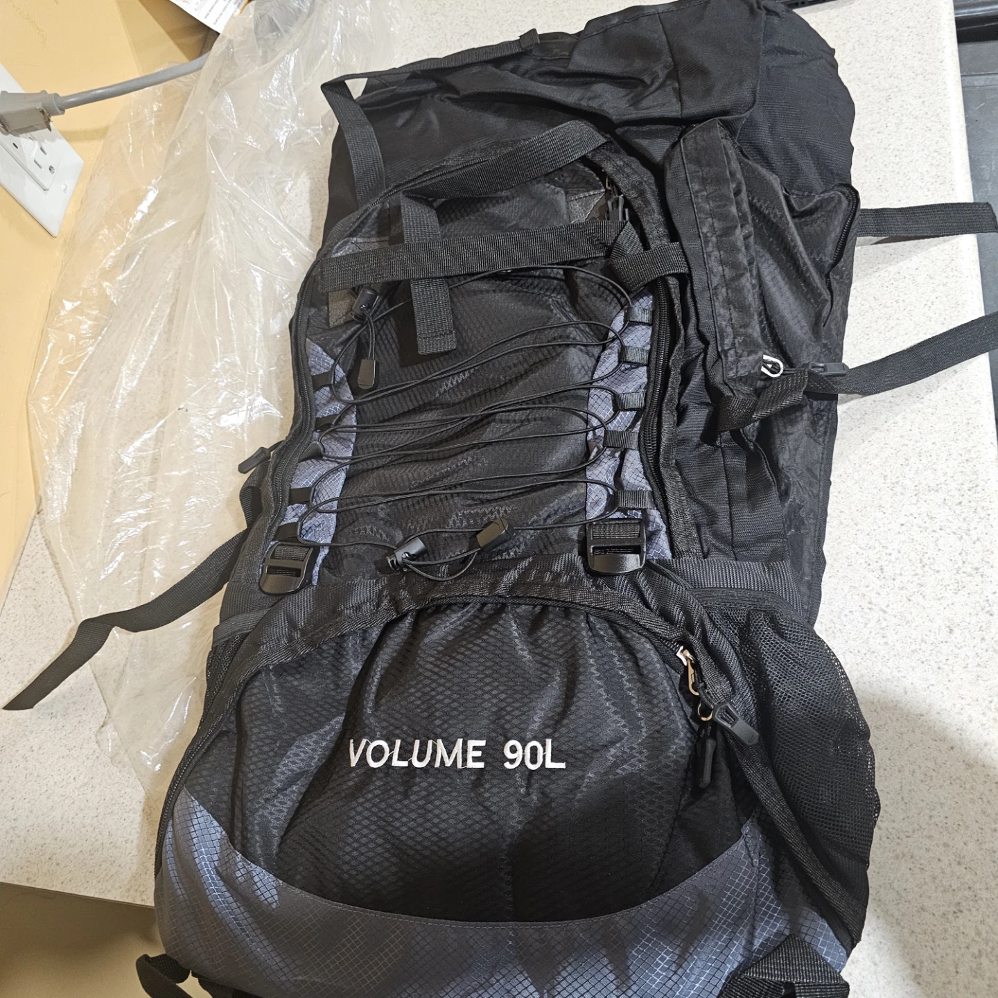 90L Hiking Backpack Black