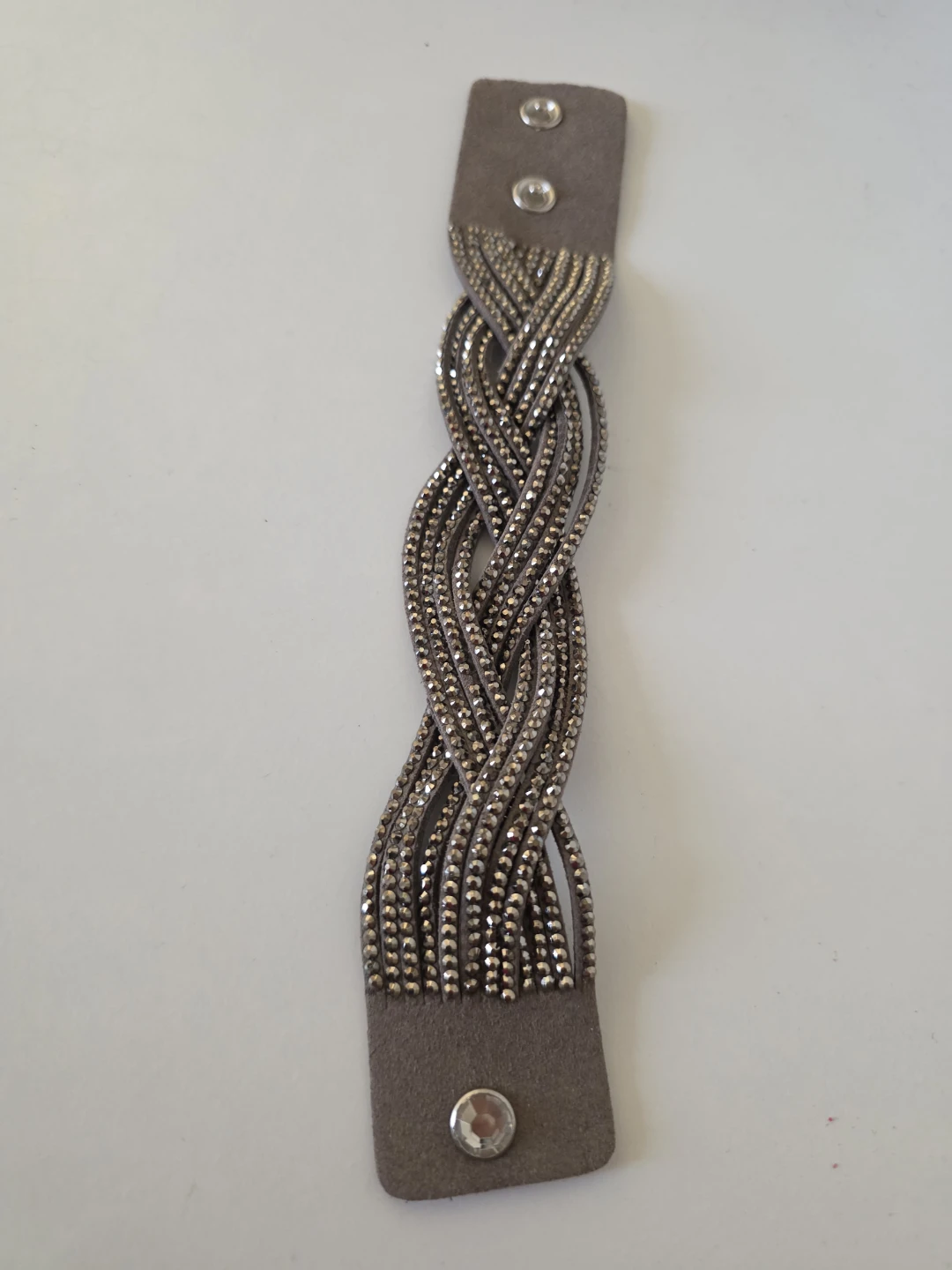 Braided Suede and Crystal Bracelet
