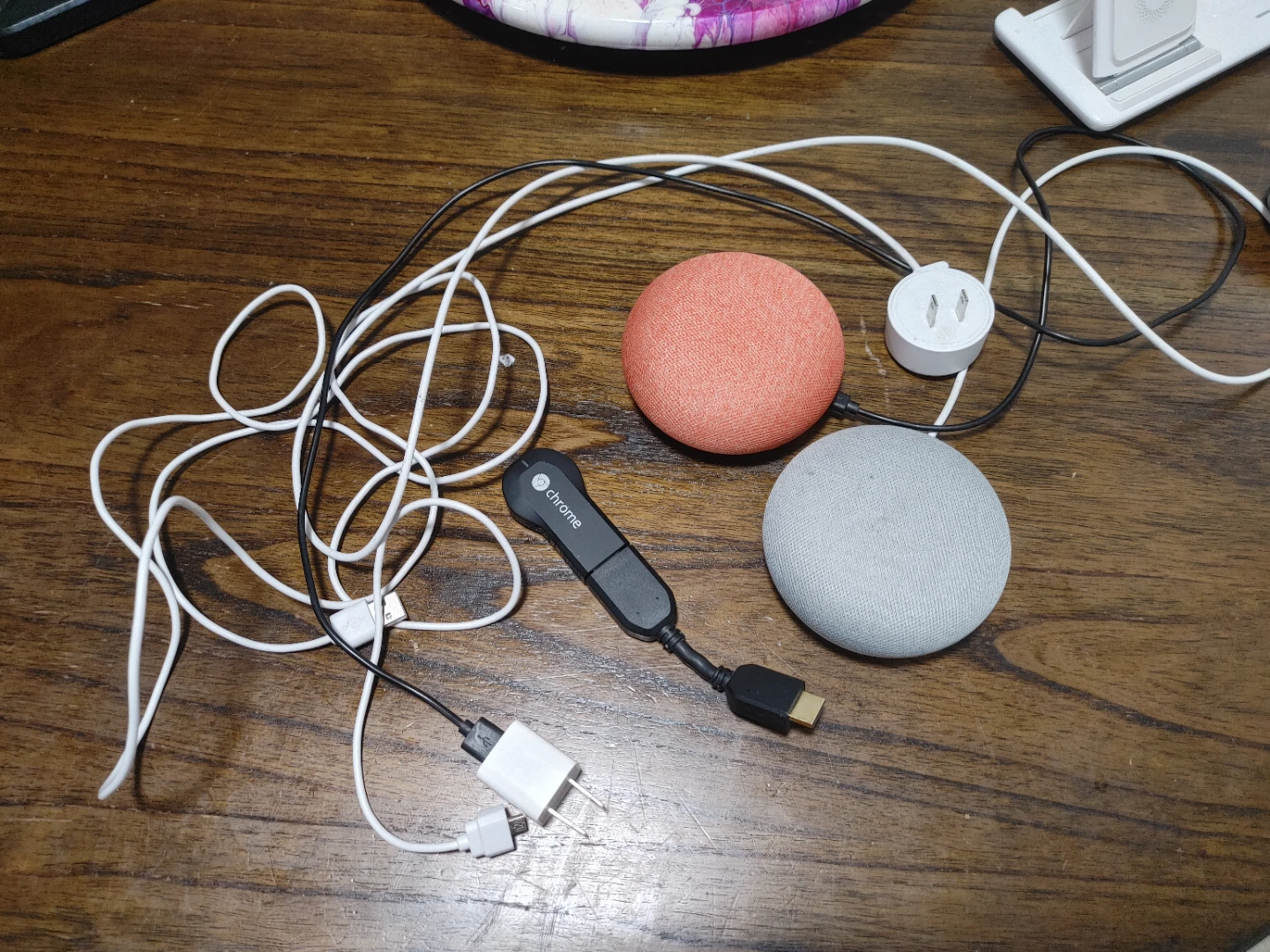 Google Chromecast and Two Nest Mini Speakers