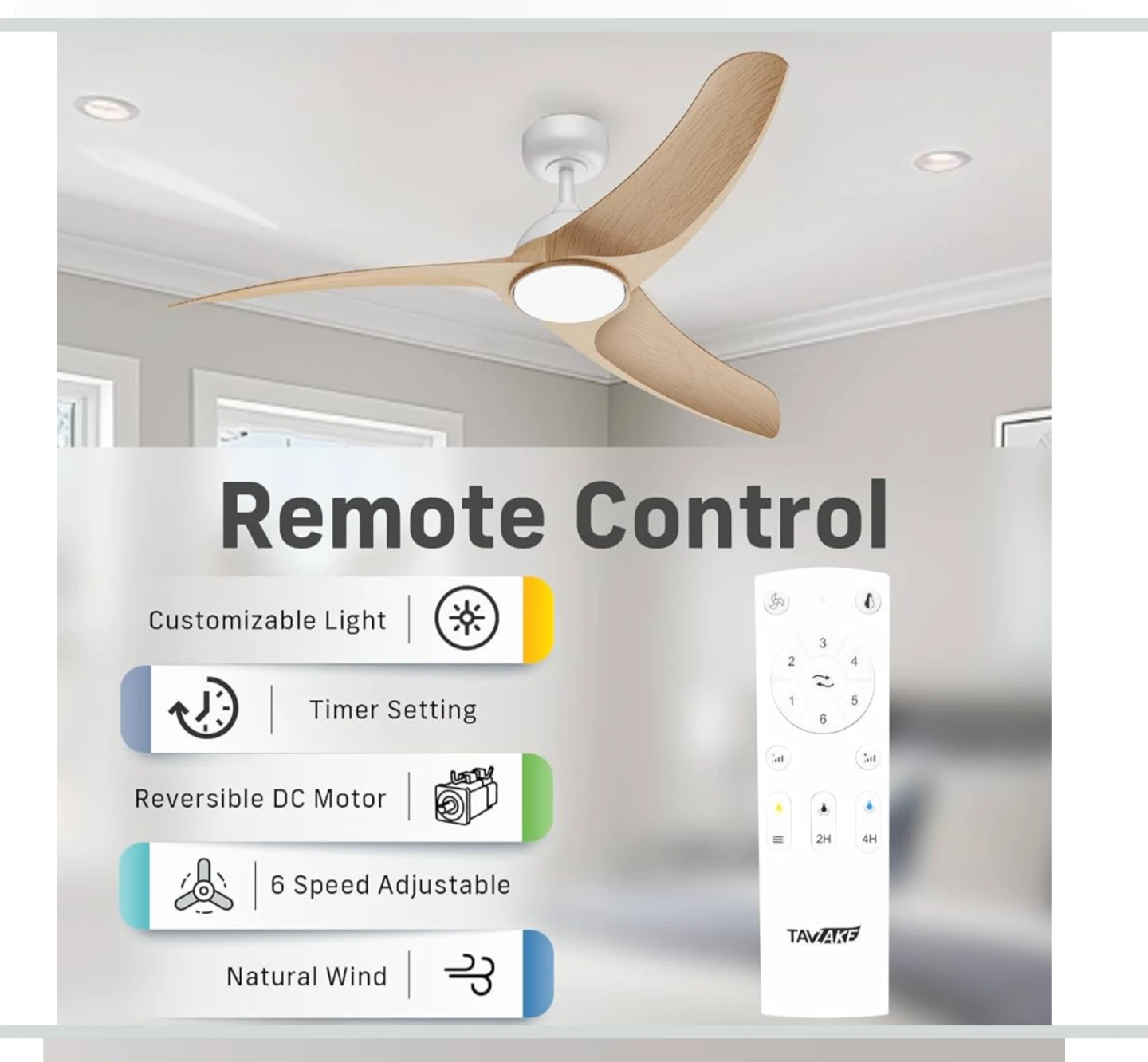 Tavzake 42-inch Ceiling Fan with Light and Remote( Brand New)