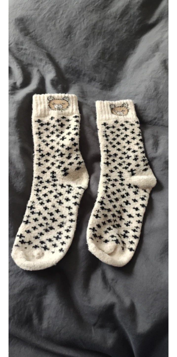 Rilakkuma themed fuzzy crew socks