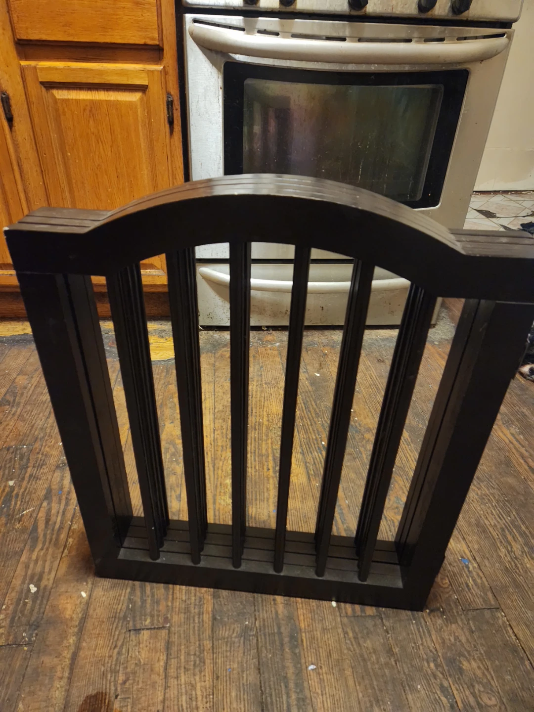 Folding Dark Wood Pet Gate / Dog Safety Fence (22.5" H x 20" W) - photo 2