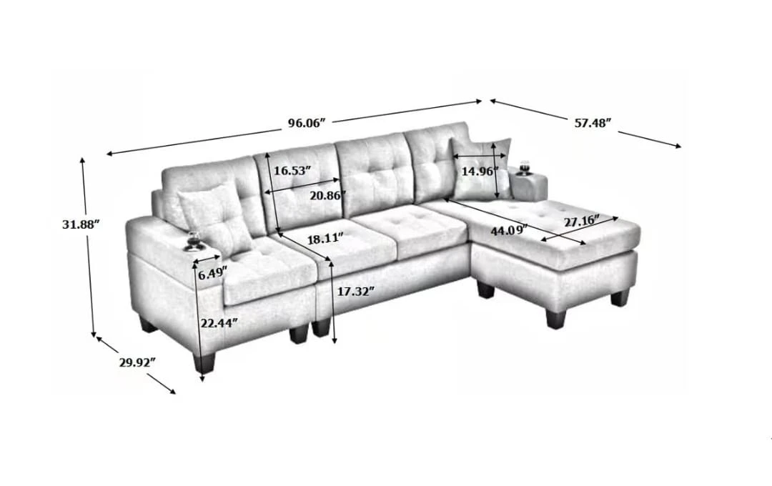 NEW gray sectional Just assembled for photos - photo 4