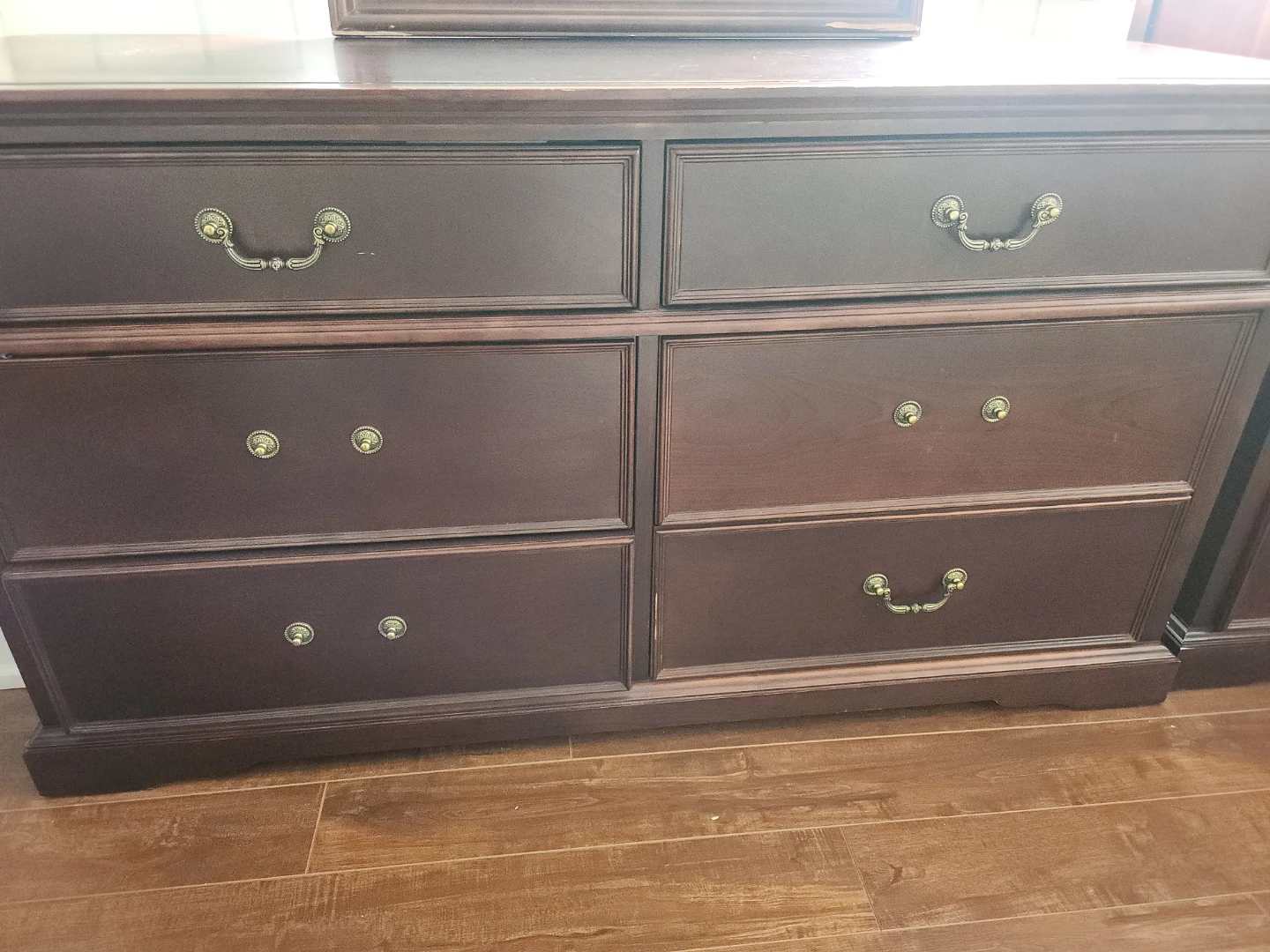 Solid Dark Wood Dresser Set (Dresser with Mirror + Tall Chest) - photo 5