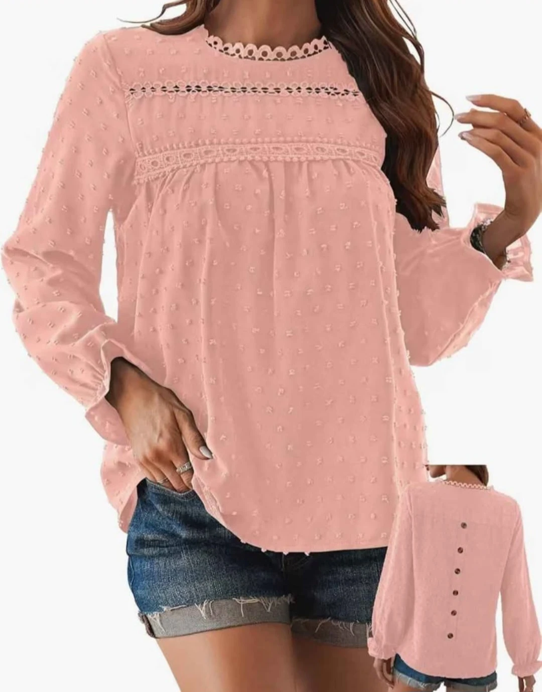 Falechay Pink Long Sleeve Blouse Size XL