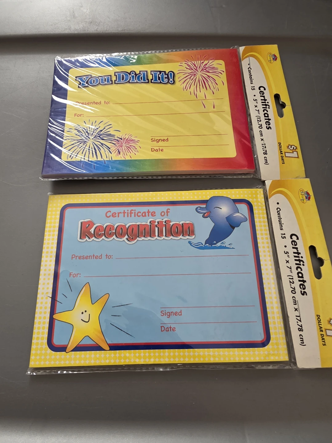 Two Packs of Award Certificates