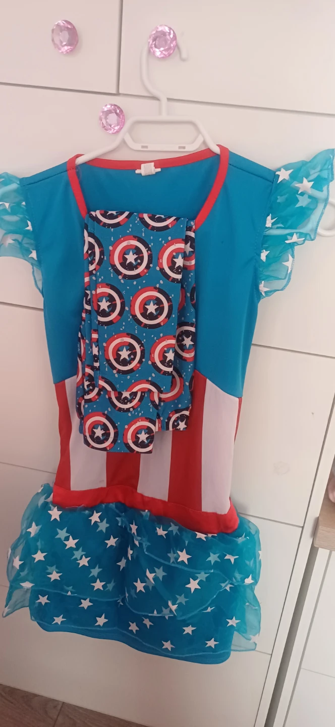 Captain America Style Dress and Leggings Set