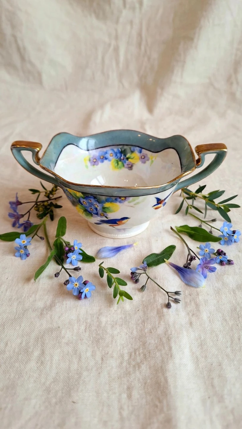 Noritake Hand Painted Bluebird Sugar Bowl - photo 4