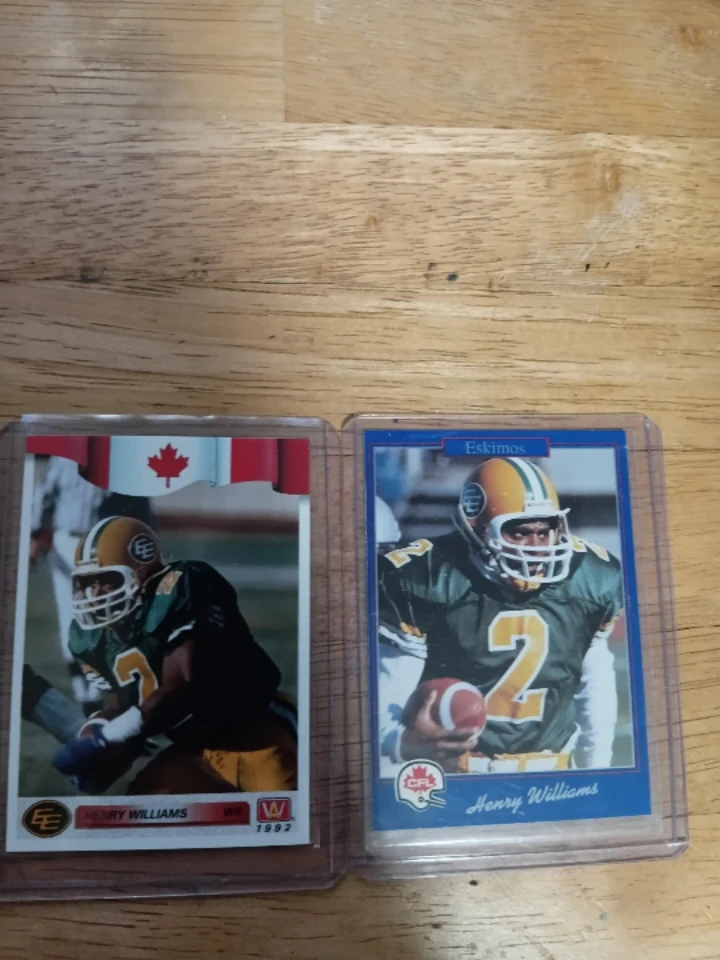 Two 1992 Henry Williams Eskimos CFL Trading Cards - photo 3