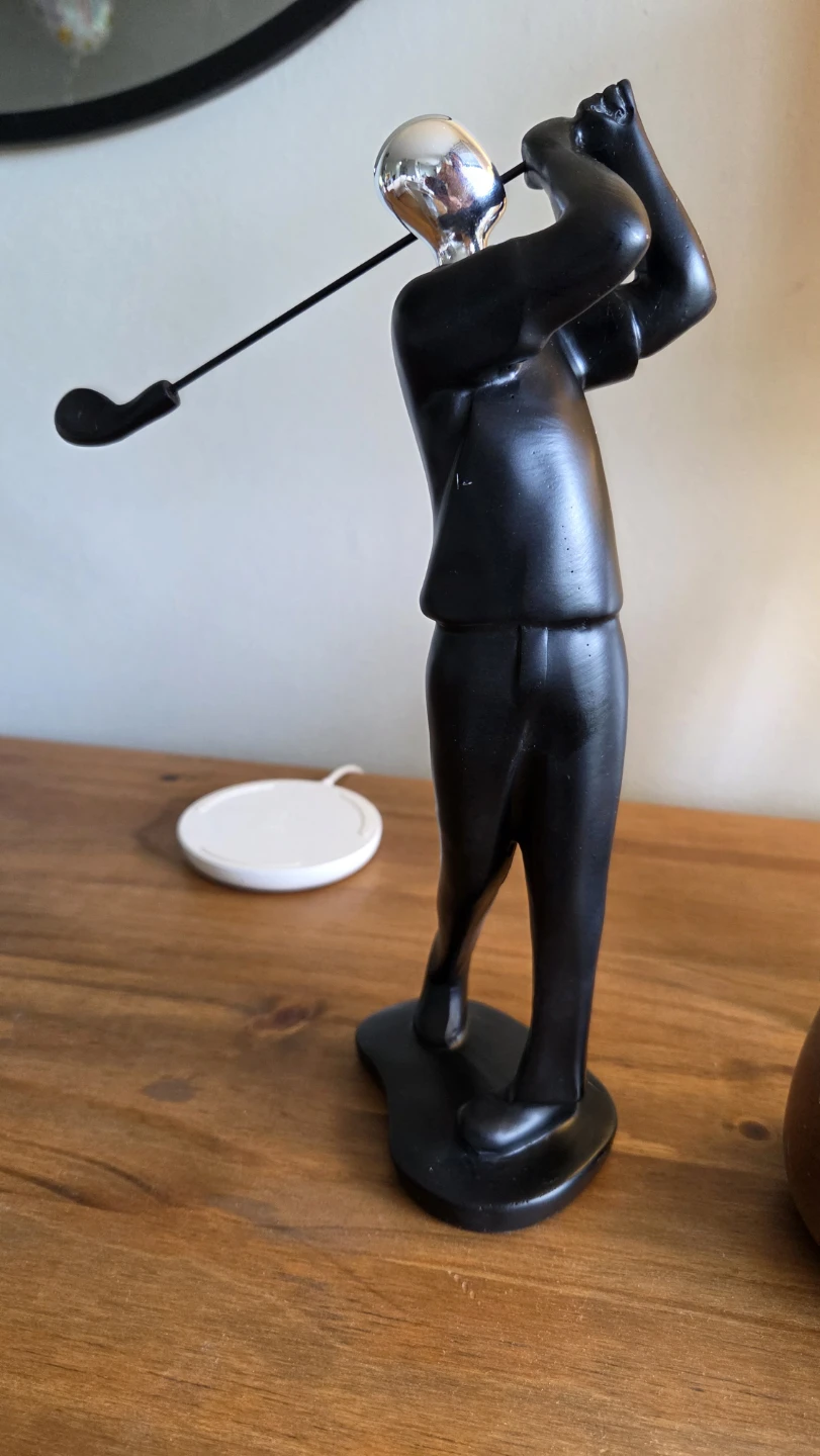 Abstract Golfer Sculpture – Black with Chrome Head *new - photo 2