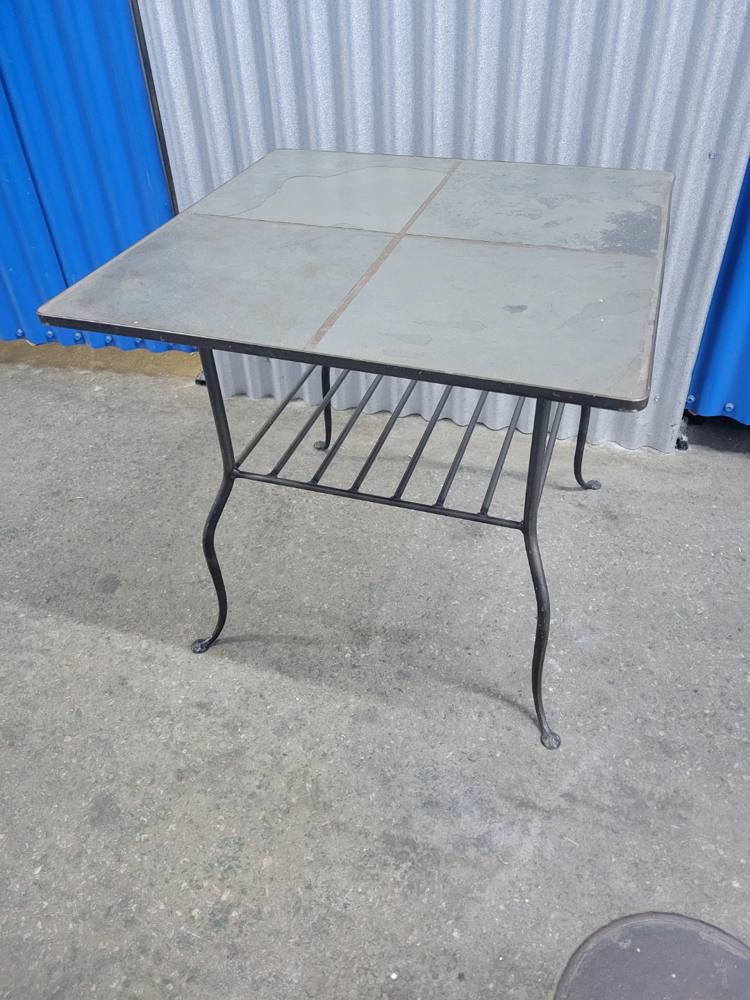 Slate Top Metal Side Outdoor Table