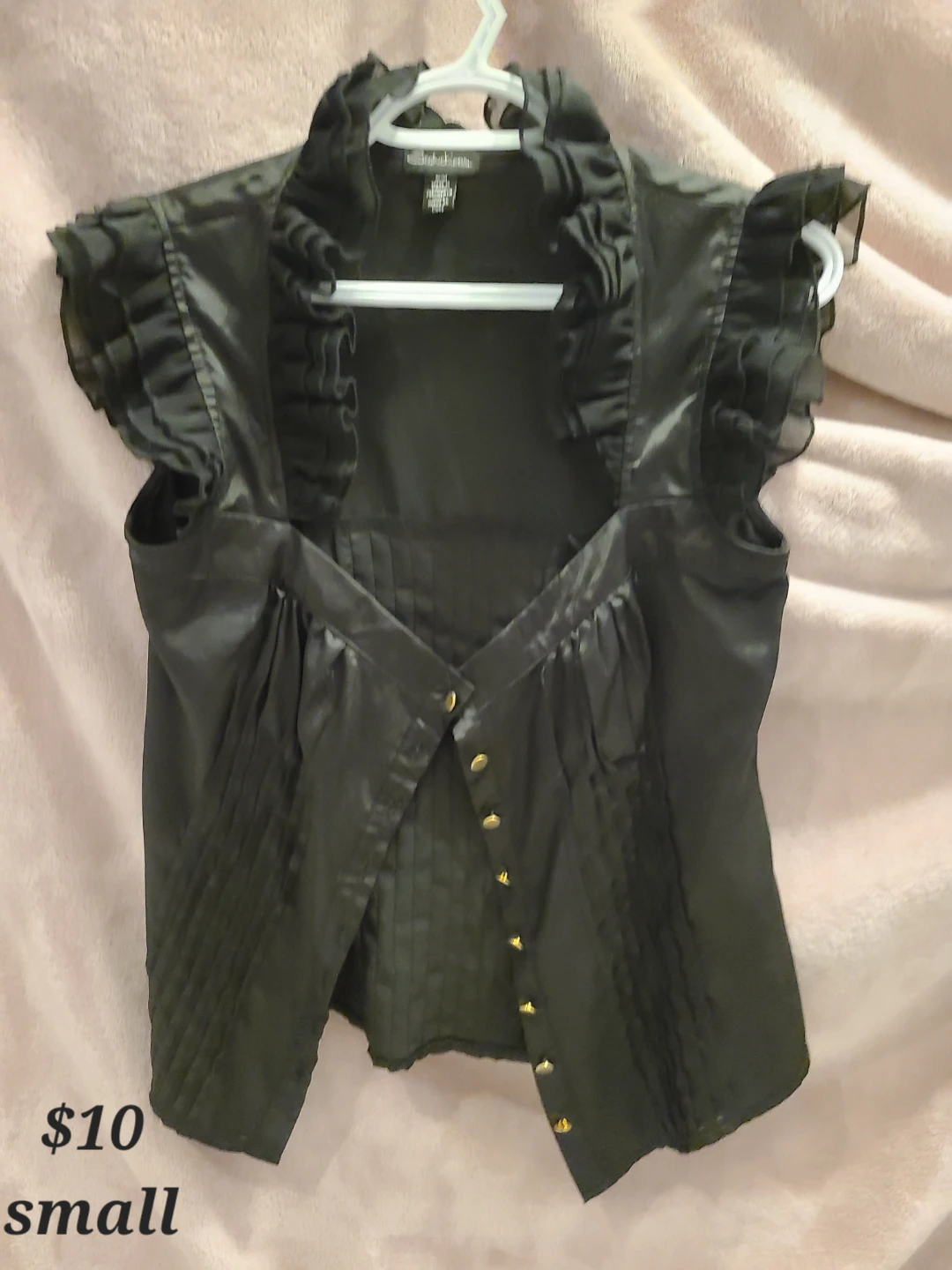 Black ruffled vest size small